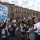 People protest April 28, 2015, near a CVS pharmacy that was set on fire the day before during unrest after the funeral of Freddie Gray in Baltimore.
Andrew Burton/Getty Images